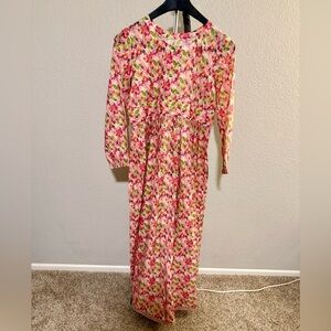 100% Cotton Floral Pink and Green Women's Dress